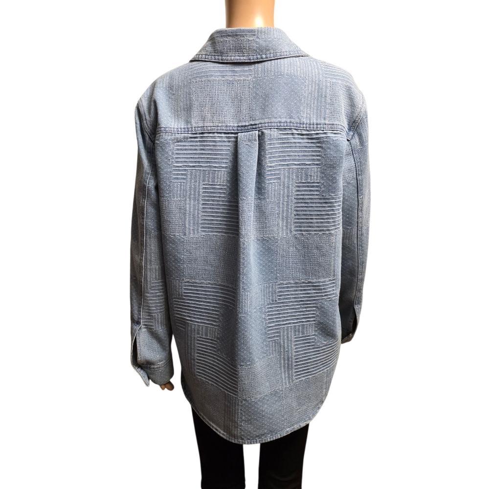 Bagatelle Collection New York Denim Embroidered Patchwork Shacket Baggy Size M - Picture 5 of 13